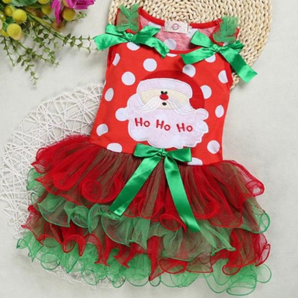 Santa Claus Sleeveless Tutu Dress - Ruffles - Picture 1 of 4
